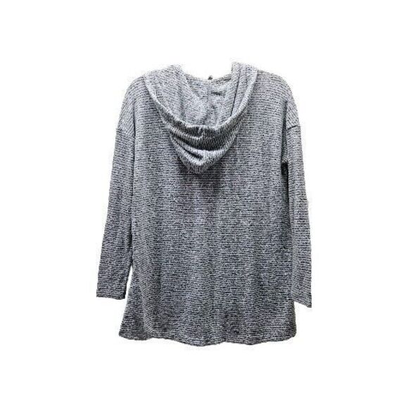 Lou & Grey Loft Womens White Gray Stripe Hooded Oversized Sweater High Low XS - Picture 7 of 7